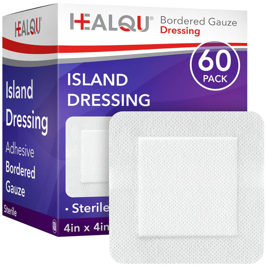 HEALQU Island Dressing - 4x4 cm, 60 Stück - Sterile Wundauflage mit Gaze, wasserabweisend, atmungsaktiv