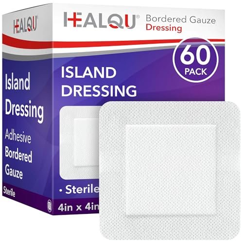 HEALQU Island Dressing - 4x4 cm, 60 Stück - Sterile Wundauflage mit Gaze, wasserabweisend, atmungsaktiv