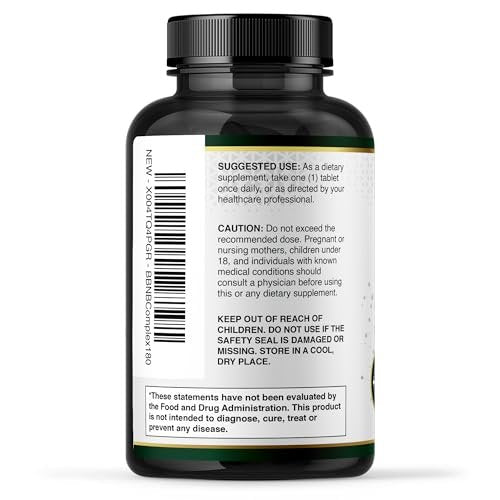 Built by Nature Vitamin B Komplex – Super B Komplex Vitamine für Frauen & Männer – Energie, Stress & Immununterstützung – Hochpotente B-Vitamine mit B12 – 180 Tabletten