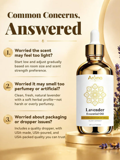 100% Reines Lavendelöl 4 fl oz – Ätherisches Öl für Haut, Diffuser, Haushalt, Kerzenherstellung, Geschenke für Frauen – Lavendelöl für Diffuser hilft beim Entspannen