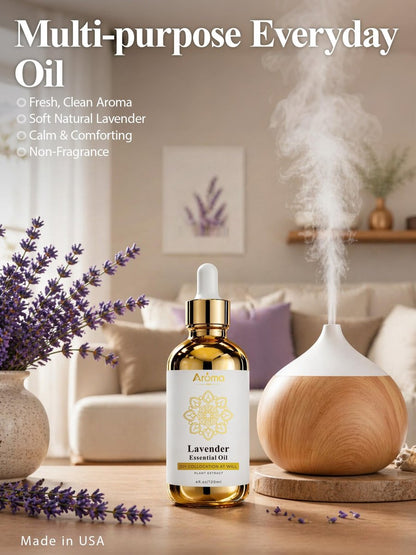 100% Reines Lavendelöl 4 fl oz – Ätherisches Öl für Haut, Diffuser, Haushalt, Kerzenherstellung, Geschenke für Frauen – Lavendelöl für Diffuser hilft beim Entspannen