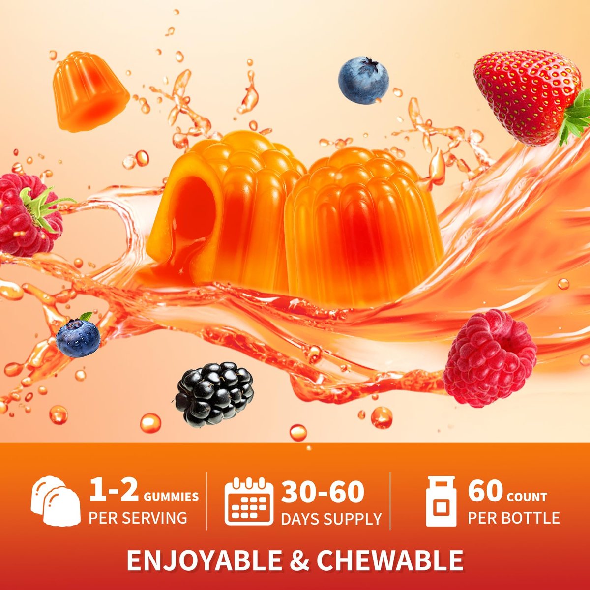 Lithium-Orotat 5 mg / 10 mg Gummis – Lithiumpräparat mit Vitamin B, Magnesium & Selen für Stimmungsunterstützung, Stressabbau, Gehirngesundheit – Nicht-GVO, vegan, glutenfrei – Mischbeerengeschmack, 60 Gummis