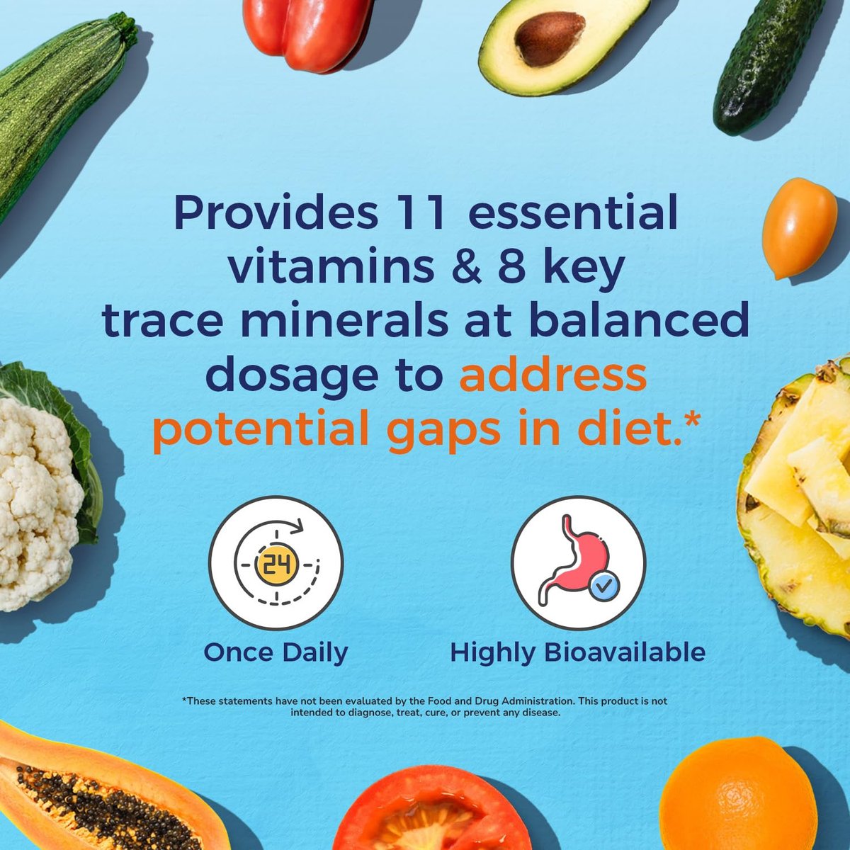 Vitalitown Multivitamin für Frauen & Männer, mit Eisen, Zink, Vitamin D3, A, C, B, E, 19 wichtige Nährstoffe, 1 Tablette pro Tag, für Energie, Immunsystem, Gehirn, Herzunterstützung, 120 Tabletten