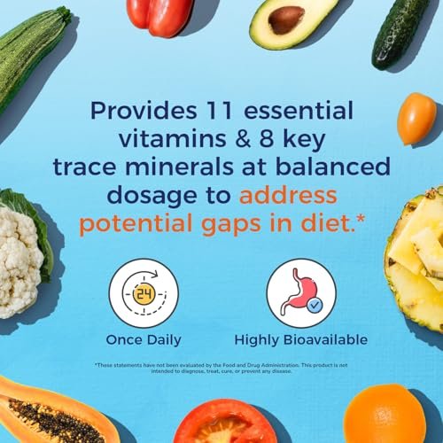 Vitalitown Multivitamin für Frauen & Männer, mit Eisen, Zink, Vitamin D3, A, C, B, E, 19 wichtige Nährstoffe, 1 Tablette pro Tag, für Energie, Immunsystem, Gehirn, Herzunterstützung, 120 Tabletten