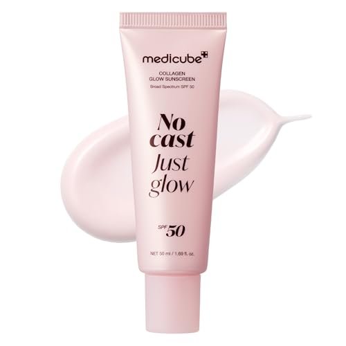 medicube No Cast Just Glow Collagen Sonnenschutz SPF 50 – Leichter, nicht fettender Gesichtssonnenschutz mit Peptiden und Cica für strahlende Haut