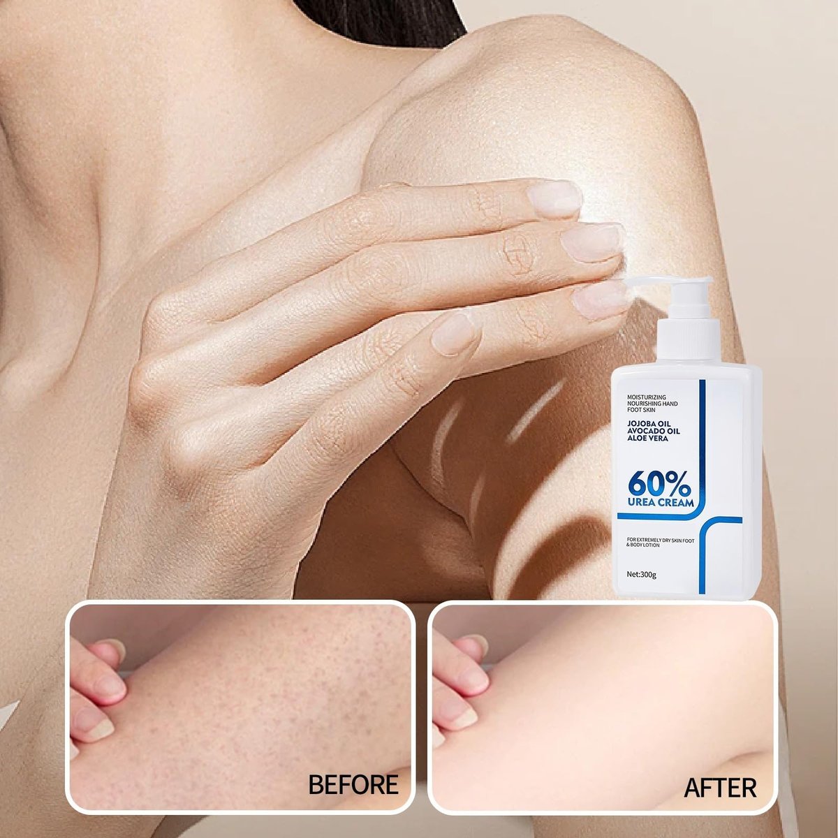 NIZENTA Urea Creme 60 Prozent Körperlotion/Fußpflege Urea Creme Stick, Körperlotion für trockene Haut, Urea Fußcreme Tiefenfeuchtigkeit mit schneller Absorption für geschmeidige Haut