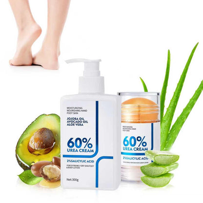 NIZENTA Urea Creme 60 Prozent Körperlotion/Fußpflege Urea Creme Stick, Körperlotion für trockene Haut, Urea Fußcreme Tiefenfeuchtigkeit mit schneller Absorption für geschmeidige Haut