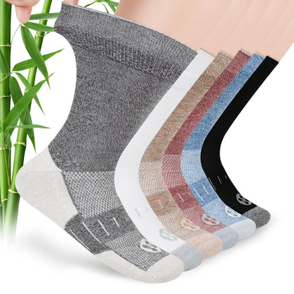 NOLUNT Diabetikersocken für Herren, 6 Paar Non-Binding Crewe-Socken für diabetische Neuropathie, Größen 9-12, 10-13, 13-15 (Tiefgrau+Braun+Weiß+Tiefblau+Schwarz+Tiefbraun - XL)