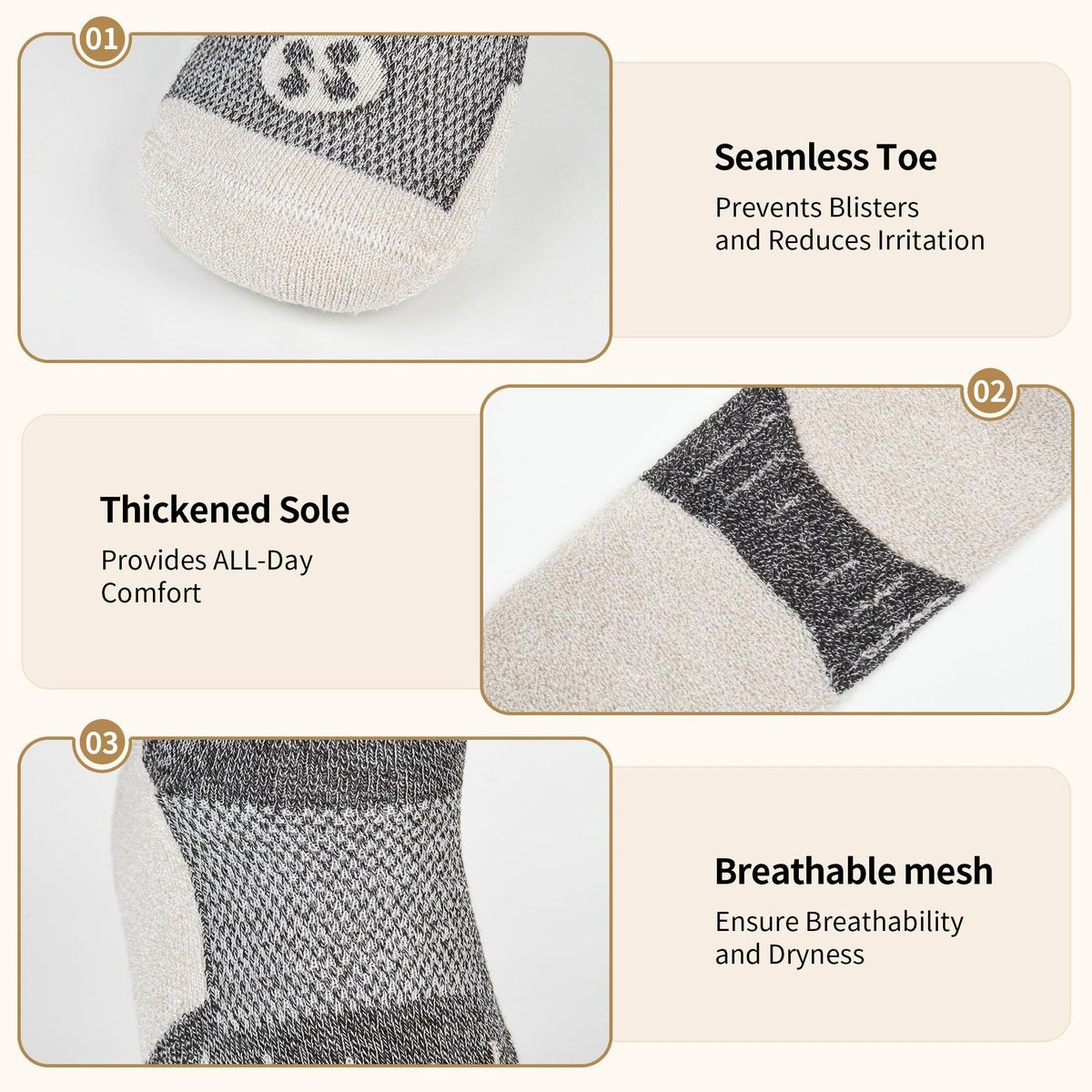 NOLUNT Diabetikersocken für Herren, 6 Paar Non-Binding Crewe-Socken für diabetische Neuropathie, Größen 9-12, 10-13, 13-15 (Tiefgrau+Braun+Weiß+Tiefblau+Schwarz+Tiefbraun - XL)
