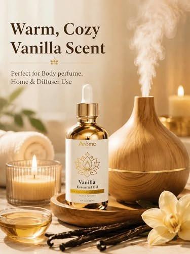100 % reines Vanille-Essentialöl, 4 Fl Oz, Vanilleöl für Diffuser, Raumduft & Aromatherapie, Ätherische Öle für Diffuser für Zuhause & Hautpflege & Körperpflege, Kerzenduft für Kerzenherstellung
