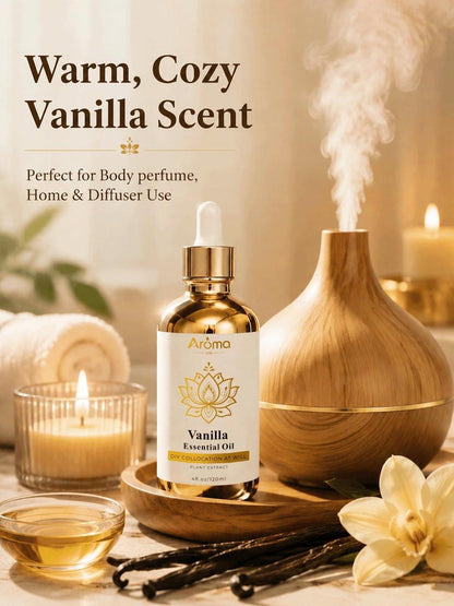 100 % reines Vanille-Essentialöl, 4 Fl Oz, Vanilleöl für Diffuser, Raumduft & Aromatherapie, Ätherische Öle für Diffuser für Zuhause & Hautpflege & Körperpflege, Kerzenduft für Kerzenherstellung
