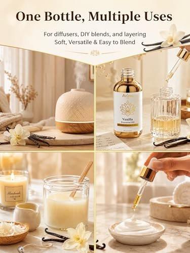 100 % reines Vanille-Essentialöl, 4 Fl Oz, Vanilleöl für Diffuser, Raumduft & Aromatherapie, Ätherische Öle für Diffuser für Zuhause & Hautpflege & Körperpflege, Kerzenduft für Kerzenherstellung