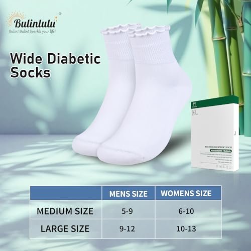Bulinlulu Diabetikersocken für Damen – 6 Paar nicht einschnürende Neuropathie-Socken für Damen Größe 6-9 9-11 (Rüschen-Gruppe G-M)