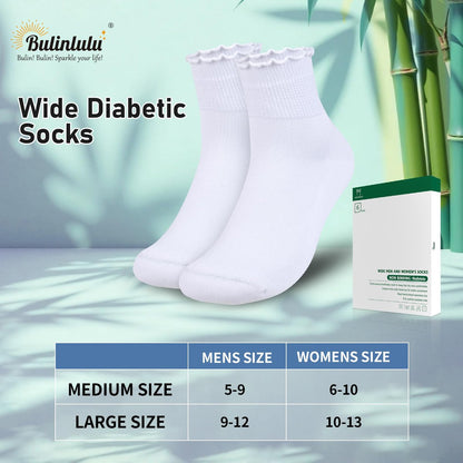 Bulinlulu Diabetikersocken für Damen – 6 Paar nicht einschnürende Neuropathie-Socken für Damen Größe 6-9 9-11 (Rüschen-Gruppe G-M)