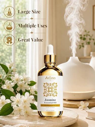 100% Reines Jasmin Ätherisches Öl 118 ml – Ätherische Öle für Haut, Diffuser, Raumduft, Aromatherapie & DIY Kerzenherstellung, Geschenk für Frauen