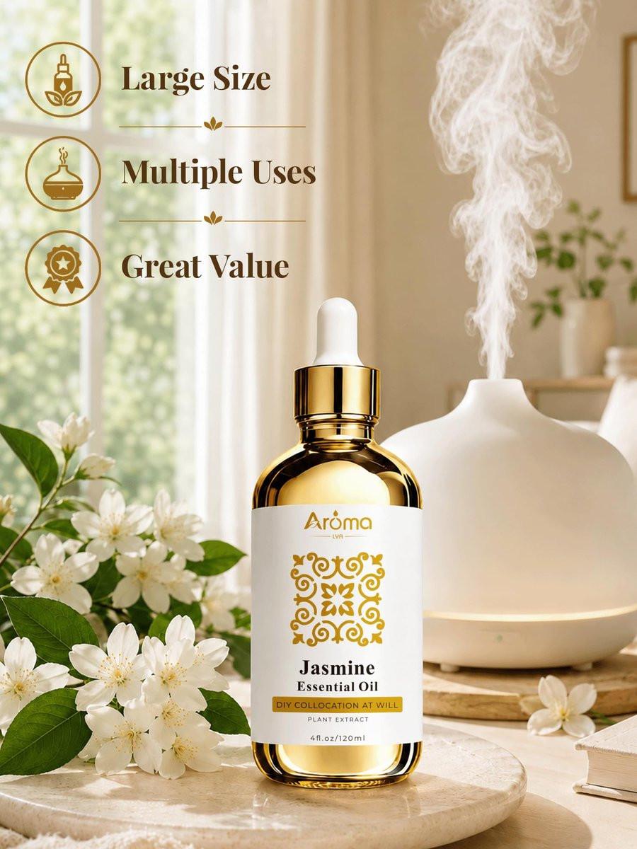 100% Reines Jasmin Ätherisches Öl 118 ml – Ätherische Öle für Haut, Diffuser, Raumduft, Aromatherapie & DIY Kerzenherstellung, Geschenk für Frauen