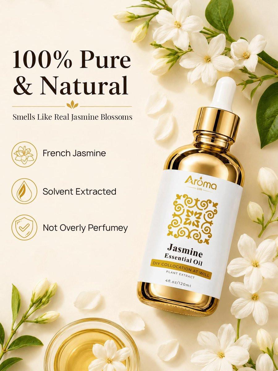 100% Reines Jasmin Ätherisches Öl 118 ml – Ätherische Öle für Haut, Diffuser, Raumduft, Aromatherapie & DIY Kerzenherstellung, Geschenk für Frauen