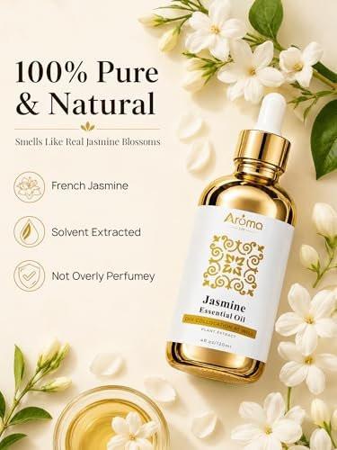 100% Reines Jasmin Ätherisches Öl 118 ml – Ätherische Öle für Haut, Diffuser, Raumduft, Aromatherapie & DIY Kerzenherstellung, Geschenk für Frauen