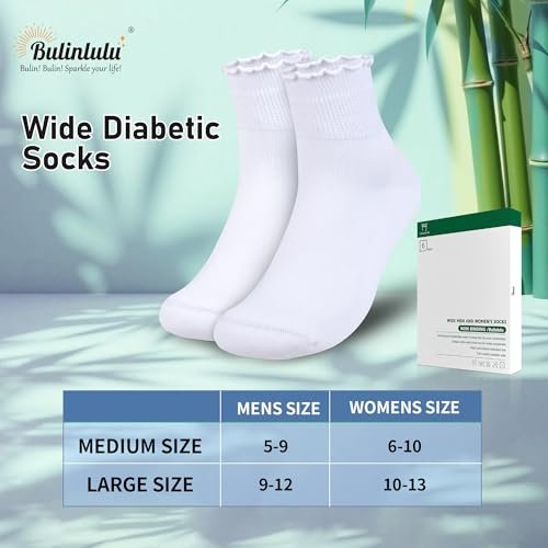 Bulinlulu Diabetikersocken für Damen – 6 Paar nicht einschnürende Socken bei Neuropathie, Größe 9-11 (Rüschen Gruppe A-M)