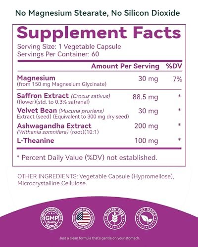 Safran Kapseln 88,5 mg mit Magnesium, Ashwagandha & L-Theanin – Happy Saffron Max – Steigert Energie & Stimmung, Unterstützt Augen- & Herzgesundheit – 60 vegane Kapseln, Non-GMO, Hergestellt in USA, 2-Monats-Vorrat