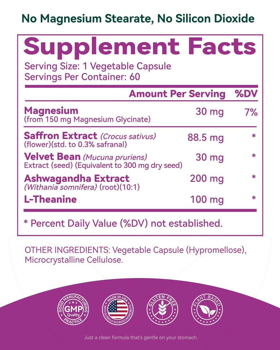 Safran Kapseln 88,5 mg mit Magnesium, Ashwagandha & L-Theanin – Happy Saffron Max – Steigert Energie & Stimmung, Unterstützt Augen- & Herzgesundheit – 60 vegane Kapseln, Non-GMO, Hergestellt in USA, 2-Monats-Vorrat