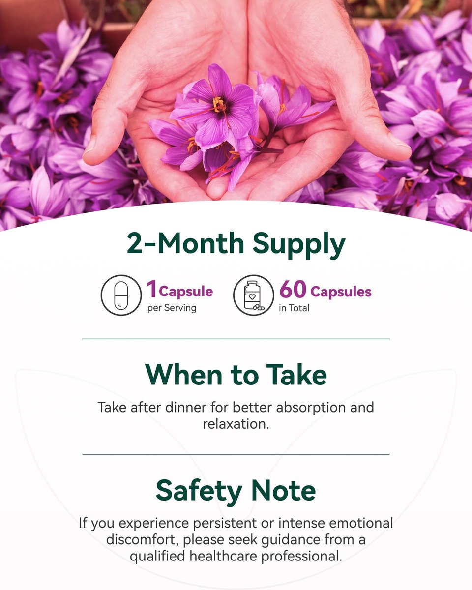 Safran Kapseln 88,5 mg mit Magnesium, Ashwagandha & L-Theanin – Happy Saffron Max – Steigert Energie & Stimmung, Unterstützt Augen- & Herzgesundheit – 60 vegane Kapseln, Non-GMO, Hergestellt in USA, 2-Monats-Vorrat
