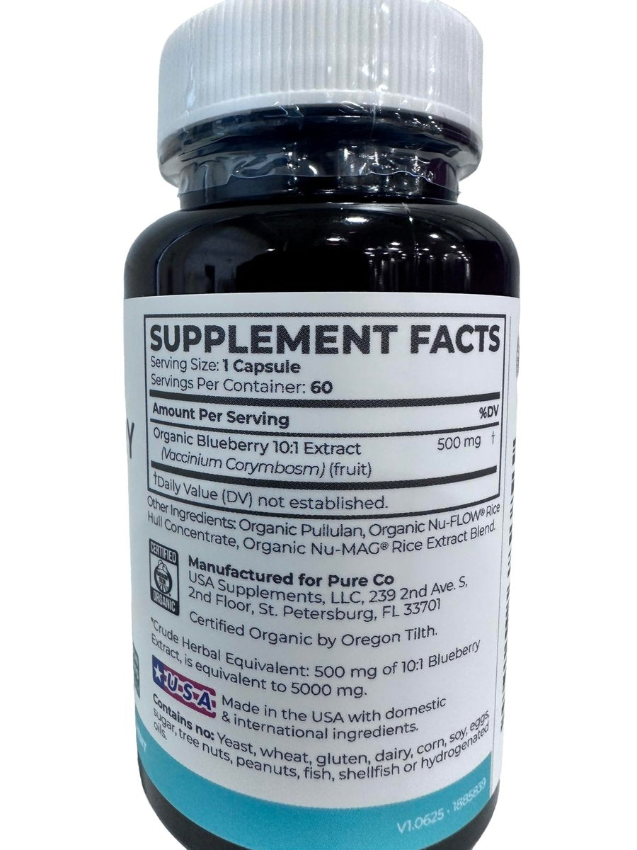 Bio Heidelbeerextrakt Kapseln - Hochdosiert 500 mg 10:1 Extrakt pro Kapsel - Vegan & Nicht-GVO - 2 Monate Vorrat