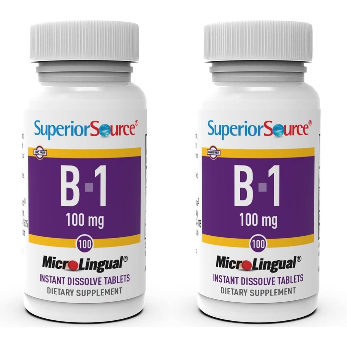 Superior Source Vitamin B1 (Thiamin) 100 mg – Mikro-Schnellschmelztabletten unter der Zunge, 100 Stück (2er-Pack) – Steigert den Stoffwechsel & Energieproduktion, Unterstützt das Nervensystem, Non-GMO