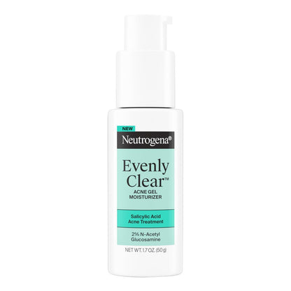 Neutrogena Evenly Clear Akne-Gel-Feuchtigkeitscreme mit Salicylsäure & N-Acetylglucosamin – Leichte, nicht fettende Gesichtsfeuchtigkeitscreme zur Behandlung von Ausbrüchen und sichtbarem Verblassen von Post-Akne, 50 ml