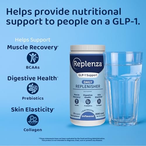 Replenza Daily Replenisher – Tägliches Nährstoffpulver für Muskelregeneration, Verdauungsgesundheit & Hautelastizität – Mischung aus Aminosäuren, Präbiotika und Kollagenpeptiden – Ungeschmackt, 30 Portionen