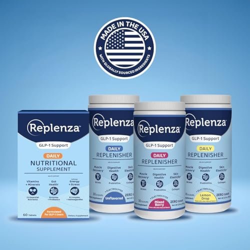 Replenza Daily Replenisher – Tägliches Nährstoffpulver für Muskelregeneration, Verdauungsgesundheit & Hautelastizität – Mischung aus Aminosäuren, Präbiotika und Kollagenpeptiden – Ungeschmackt, 30 Portionen