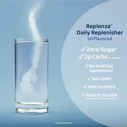 Replenza Daily Replenisher – Tägliches Nährstoffpulver für Muskelregeneration, Verdauungsgesundheit & Hautelastizität – Mischung aus Aminosäuren, Präbiotika und Kollagenpeptiden – Ungeschmackt, 30 Portionen
