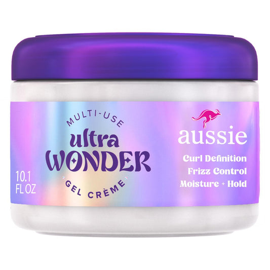 Aussie Ultra Wonder Gel Crème All-in-1 Feuchtigkeitsspendender Styler, Gel + Creme, für alle Haartypen und Locken, 10,1 oz