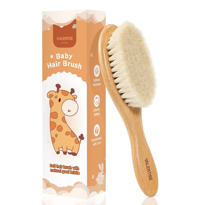 VALENTISE Holzbürste für Babyhaare – Sanfte Borsten für Neugeborene, natürliche Kleinkindbürste gegen Milchschorf, ideales Geschenk