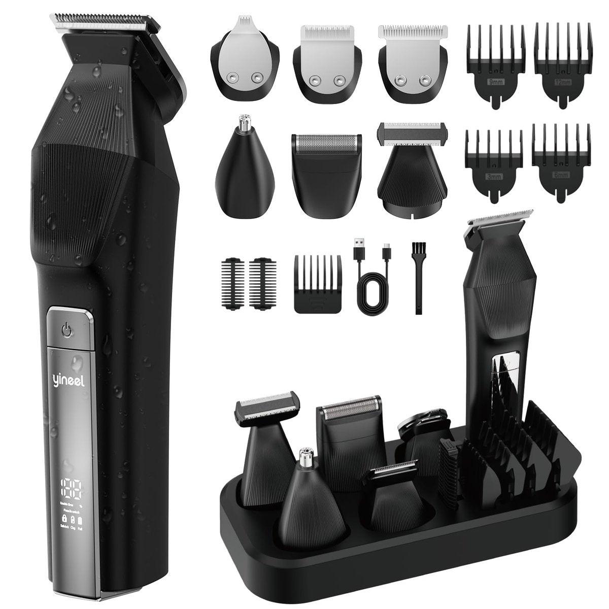 Yineel HC600 Barttrimmer für Männer – All-in-One kabelloses Pflegeset, wasserdichter Elektrorasierer & Haarschneider für Gesicht, Bart, Körper und Nase, Präzisionsklingen, Geschenk für Männer