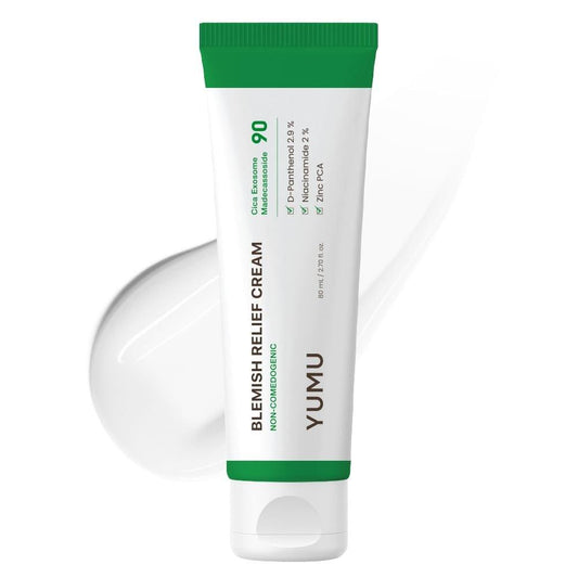 YUMU Cica Exosome Zink Blemish Relief Cream – Gesichtscreme für empfindliche, zu Akne neigende Haut, leicht, Pickel, Barrierereparatur, Feuchtigkeit, beruhigend, ölfrei, koreanische Hautpflege (80 ml)