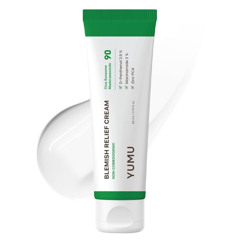 YUMU Cica Exosome Zink Blemish Relief Cream – Gesichtscreme für empfindliche, zu Akne neigende Haut, leicht, Pickel, Barrierereparatur, Feuchtigkeit, beruhigend, ölfrei, koreanische Hautpflege (80 ml)