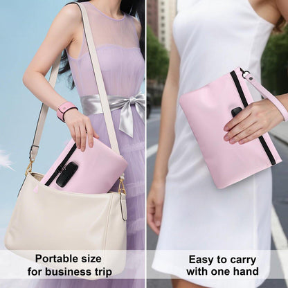Aobelan PU Reisesafe Beutel - Wasserdicht mit Zahlenschloss, 8 Accessoires und Geschenkbox, Rosa