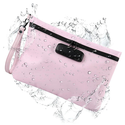 Aobelan PU Reisesafe Beutel - Wasserdicht mit Zahlenschloss, 8 Accessoires und Geschenkbox, Rosa