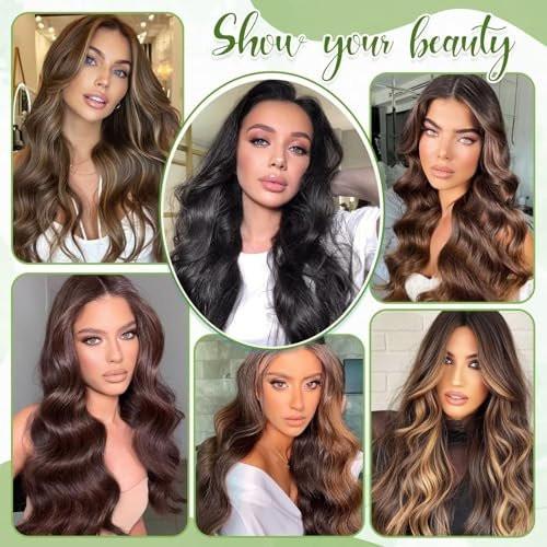 TOHASI Dunkelbraune Clip-in-Haarverlängerungen Echthaar 18 Zoll 8 Stück/70g Leicht Gewelltes Remy-Echthaar-Clip-in für Frauen Nahtlose Dunkelbraune Echthaar-Clip-ins Doppelwefts