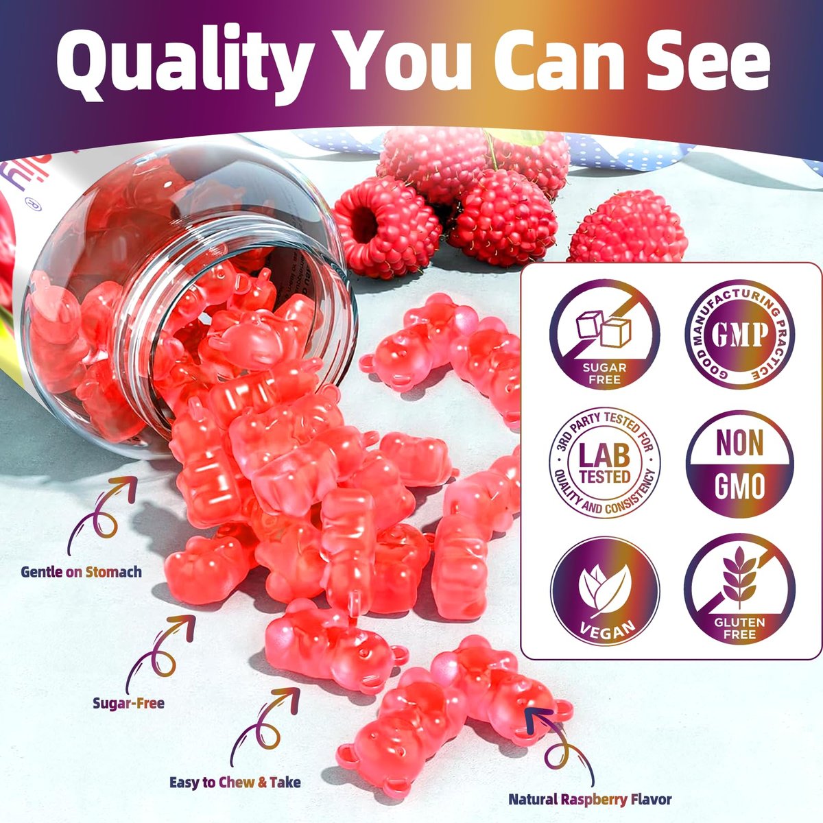 Kaliumcitrat Gummis 2000 mg – Hochdosierte Elektrolyt-Gummis mit Magnesiumglycinat, Zink, Vitamin C, D3 & K2 – 60 Stück