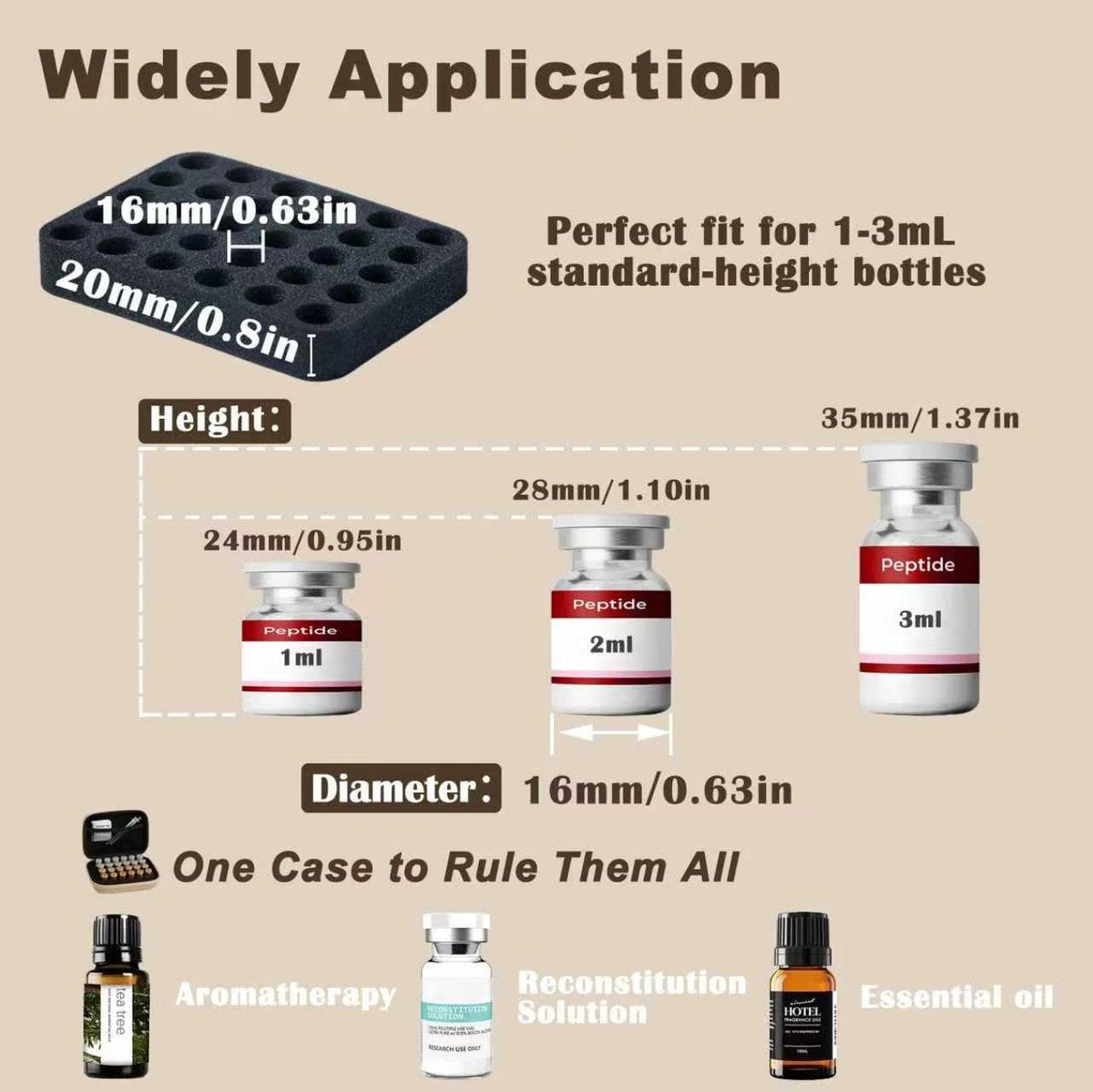 Mazentrix Peptide Vial Case für Kühlschrank-Aufbewahrung - Hartschalen-Reiseetui mit Handschlaufe für 1-3 ml Insulin, GLP-1, Peptide, Gold (Gold-30Solt)