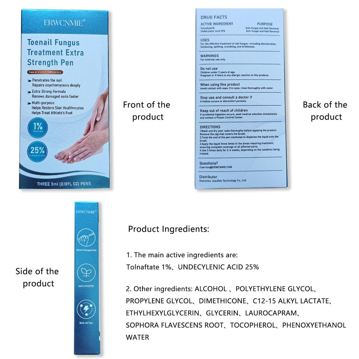 Nagelpilz Behandlung Extra Stärke, Fungi Nail Pen, 25% Undecylensäure, Behandlung von eingewachsenen Zehennägeln, Repariert gelbe, dicke, brüchige Zehen- und Fußpilzbehandlung extra stark - 3 Stück