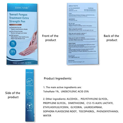 Nagelpilz Behandlung Extra Stärke, Fungi Nail Pen, 25% Undecylensäure, Behandlung von eingewachsenen Zehennägeln, Repariert gelbe, dicke, brüchige Zehen- und Fußpilzbehandlung extra stark - 3 Stück