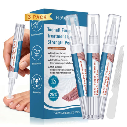 Nagelpilz Behandlung Extra Stärke, Fungi Nail Pen, 25% Undecylensäure, Behandlung von eingewachsenen Zehennägeln, Repariert gelbe, dicke, brüchige Zehen- und Fußpilzbehandlung extra stark - 3 Stück