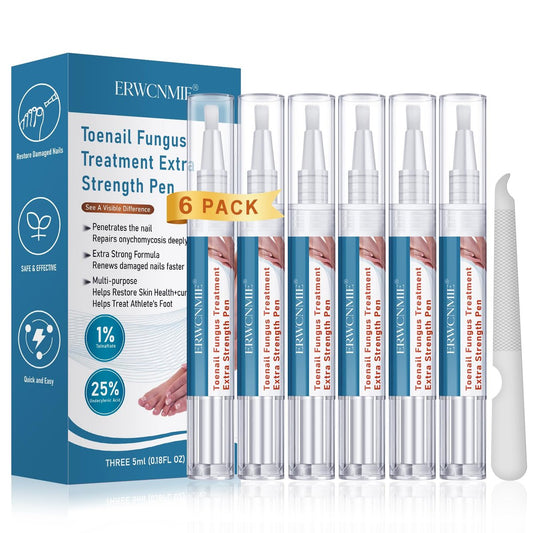 Nagelpilz Behandlung Extra Stark – 6er-Pack Fungi Nail Pen mit 25% Undecylensäure, Gegen eingewachsene Nägel, Repariert gelbe, dicke und brüchige Zehen- und Fußnägel