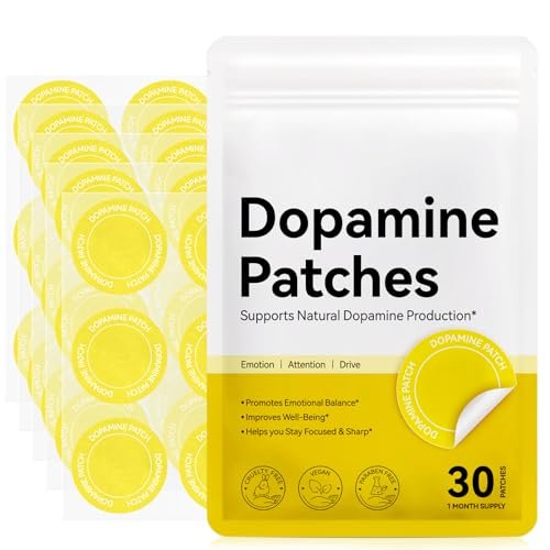Dopamin Pflaster Extra Stärke – 30 vegane Stimmungsbooster-Pflaster für tägliches geistiges Wohlbefinden, pflanzliche Formel, Positivität & Motivation, unterstützt Dopamin- & Serotonin-Gleichgewicht für Männer & Frauen