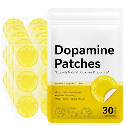 Dopamin Pflaster Extra Stärke – 30 vegane Stimmungsbooster-Pflaster für tägliches geistiges Wohlbefinden, pflanzliche Formel, Positivität & Motivation, unterstützt Dopamin- & Serotonin-Gleichgewicht für Männer & Frauen