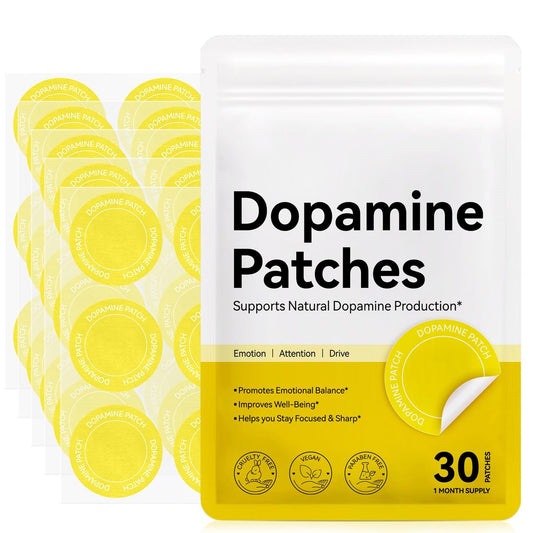 Dopamin Pflaster Extra Stärke – 30 vegane Stimmungsbooster-Pflaster für tägliches geistiges Wohlbefinden, pflanzliche Formel, Positivität & Motivation, unterstützt Dopamin- & Serotonin-Gleichgewicht für Männer & Frauen