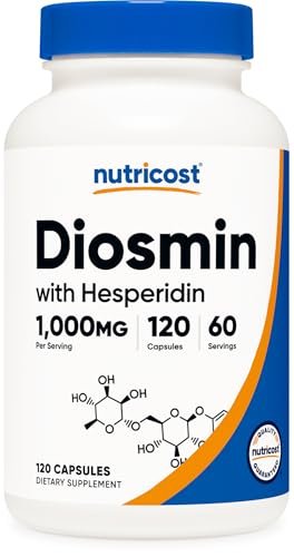 Nutricost Diosmin mit Hesperidin (1000 mg) Komplex 120 Kapseln - 500 mg Diosmin & 500 mg Hesperidin pro Portion (60 Portionen), vegan, GMO-frei, glutenfrei